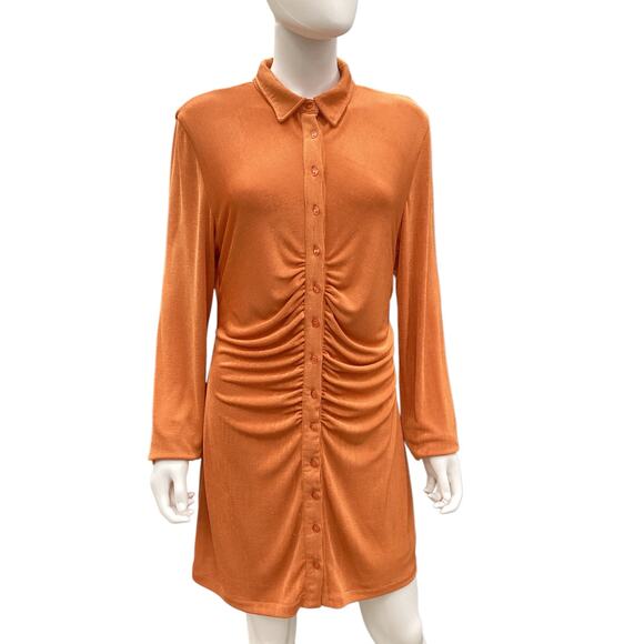 NWOT With Jéan Australia Women’s Tunic/ Dress Size L Soft Buttons Orange - Picture 2 of 5